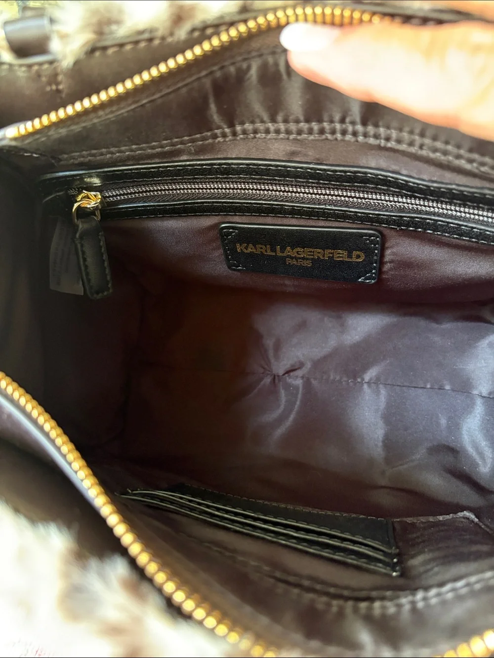 Karl Lagerfeld Faux Fur Leopard Satchel - Brown & White